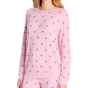 Insomniax Womens Butter Jersey Long Sleeve Crewneck Pajama Top Blush Large